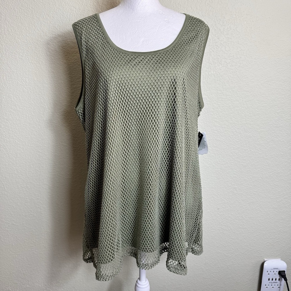 Travel Elements NWT Women's Top‎ Tank Mesh Olive Size XL Lined Sleeveless